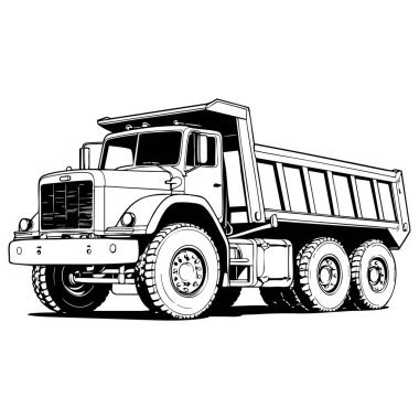 Renklendirme sayfaları sanayi inşaat aracı için ayrıntılı ağır çöp kamyonu çizimi çizimi