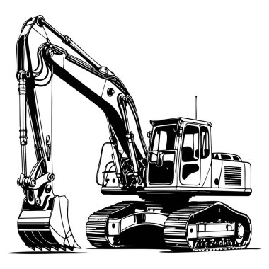 Renklendirme sayfaları için büyük kazı çizgisi çizimi güçlü inşaat kazma aracı