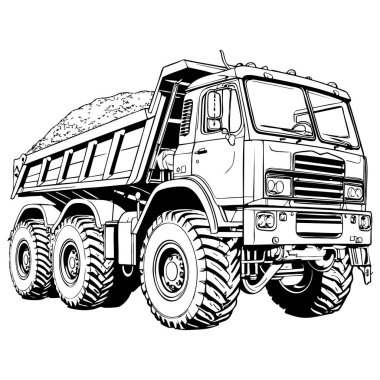 Ayrıntılı kalın çizgili çizgili çöp kamyonu boyama sayfası için mükemmel.
