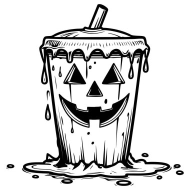 Cadılar Bayramı renklendirme sayfaları için siyah beyaz çizgili balkabağı resmi.