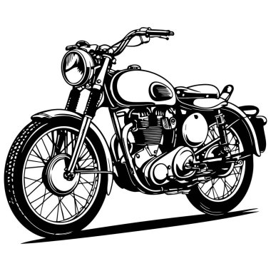 Renkli sayfalar ve meraklılar için ayrıntılı klasik motosiklet çizimi ideal