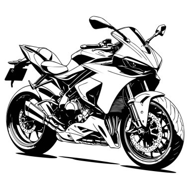 Detaylı renklendirme sayfaları için tasarlanmış güçlü spor motosiklet illüstrasyonu