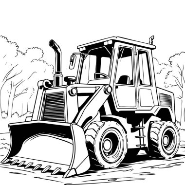 İnşaat aracı boyama etkinleştirmesi için güçlü buldozer çizimi