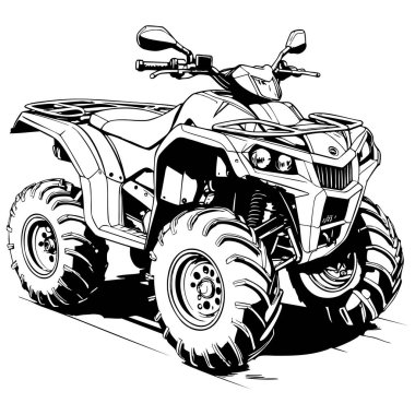 Araç boyama kitapları için tasarlanmış dayanıklı dörtlü atv çizimi
