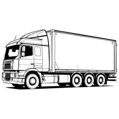 Ayrıntılı araç boyama ve ulaşım eğitimi için mükemmel çizimlere sahip büyük bir tır.