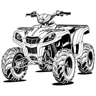 Highly detailed ATV quad bike illustration suitable for advanced coloring projects and vehicle art collections