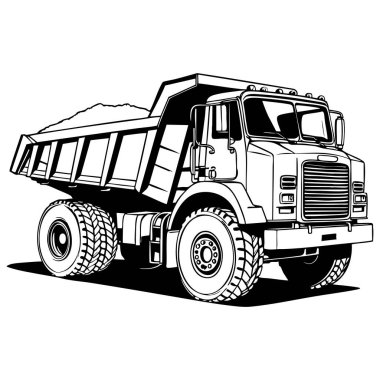İnşaat aracı boyama ve ulaşım eğitimi için tasarlanmış ağır çöp kamyonu çizimi