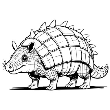 Detailed armadillo illustration designed for animal coloring activities wildlife education and creative relaxation