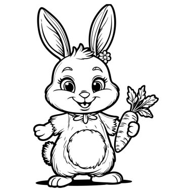 Çocuklar için tasarlanmış sevimli tavşan karakter çizimi kitapları boyamak hayvani eğlence ve yaratıcı rahatlama