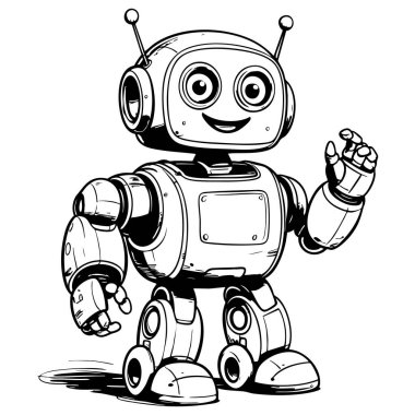 Dost canlısı, el sallayan, cesur çizgileri olan sanat çizimleri çocuk kitapları boyamak için harika.