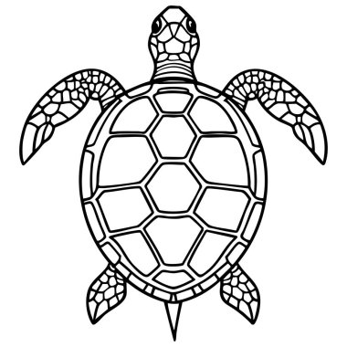 Klasik deniz kaplumbağası çizimi çocuklar ve yetişkinler için uygun boyama kitapları basılabilir aktiviteler ve eğitim sanatı kullanımı
