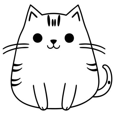 Şirin tombul kedi çizgisi resim çizimi boyama kitapları için mükemmel basılabilir sayfalar çocuklar eğlence ve rahatlama sanatı.