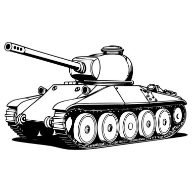 Temiz siyah-beyaz çizgili şirin bir askeri tank çizimi sayfa çocukları etkinliği ve basılabilir tasarım için uygun.