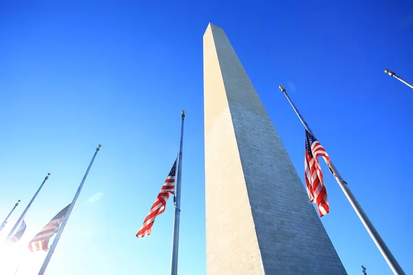 Washington Monument Usa Flags — Stock Photo, Image