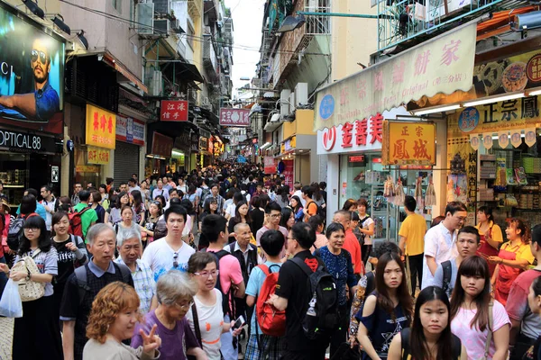 Lidé Asijském Trhu Macau Turisté Číny — Stock fotografie