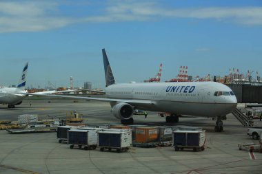 Newark / New Jersey - 7 Mayıs 2019: Newark Liberty Uluslararası Havaalanı Birleşik Havayolu.
