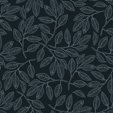 Yüzey tasarımı ve diğer tasarım projeleri için karaağaç dalları ve yaprakları ile kusursuz desen