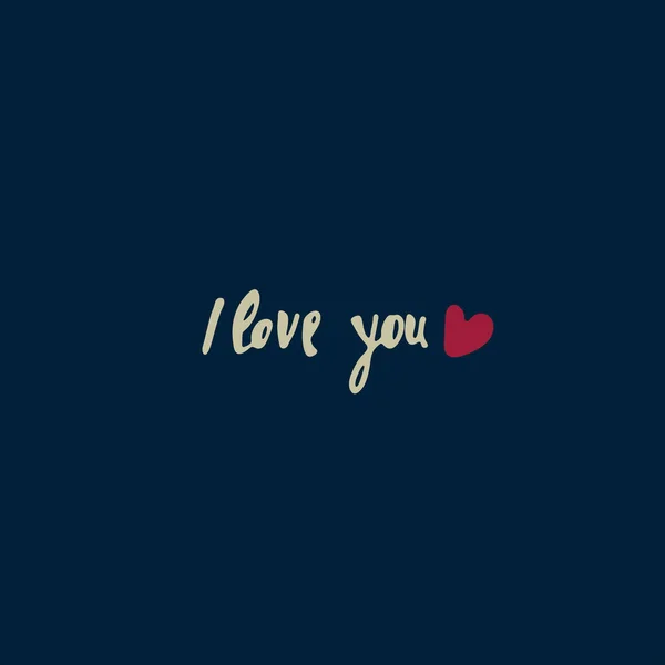 "Seni seviyorum" el yazısıyla yazılmış kalp şeklinde bir söz. Aşk, Aşk, Sevgililer Günü konsepti — Stok Vektör