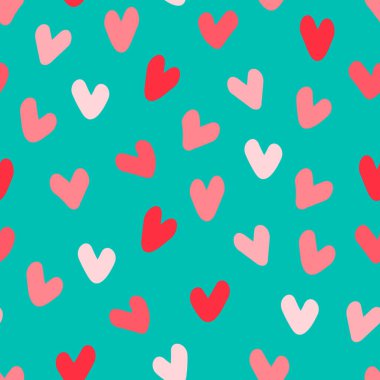 Kusursuz desen. El çizimi çok renkli kalpler. Sevgililer Günü konsepti, aşk konsepti