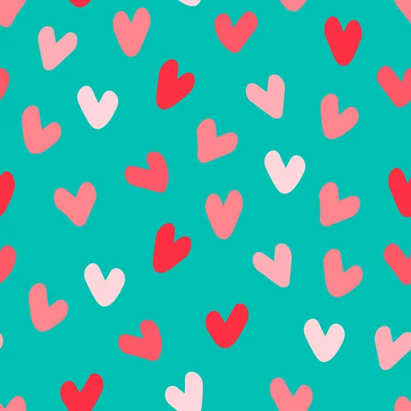 Płynny wzór. Ręcznie rysowane wielobarwne serca. Koncepcja Walentynek, koncepcja miłości — Wektor stockowy