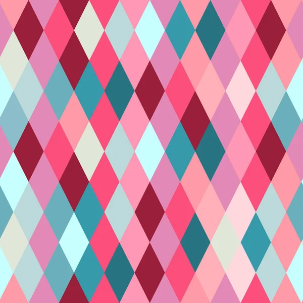 Seamless lozenge pattern of red, pink, blue — Stock Vector