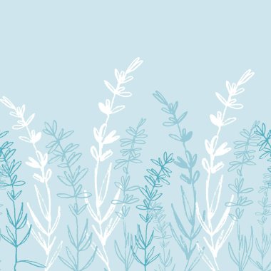 Tekstil, giysi, arka plan tasarımı için el yapımı lavanta içeren kusursuz tek renkli sınır deseni