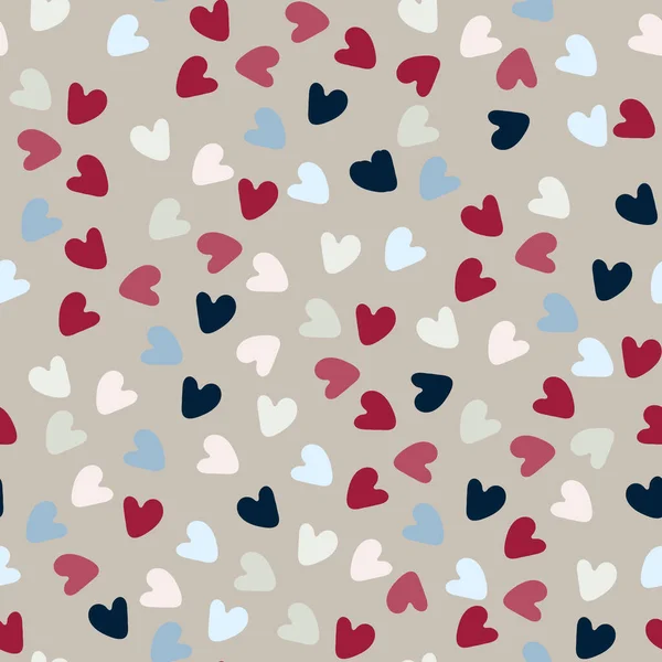 Seamless pattern. Hand drawn heart shapes on beige background. Valentines Day concept, love concept — Archivo Imágenes Vectoriales