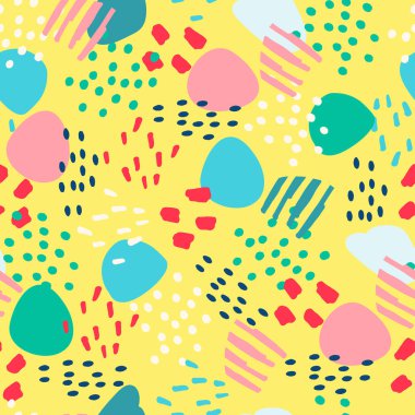 Elle çizilmiş soyut elementlerle kusursuz desen