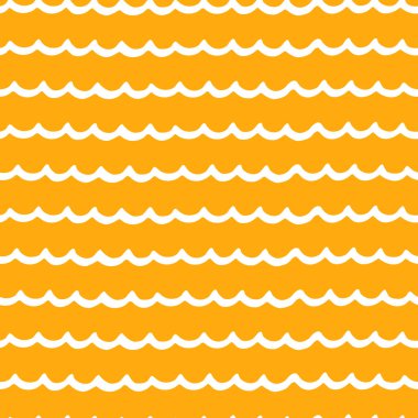 Turuncu arka planda el çizimi dalgalı çizgileri olan pürüzsüz desen