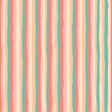 El çizimi, pürüzlü kenarları olan çok renkli dalgalı çizgileri olan kusursuz tekrarlayan desen