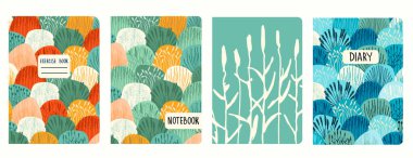 Yabani otlarla kaplı sayfa vektör şablonları. Başlıklar izole ve değiştirilebilir