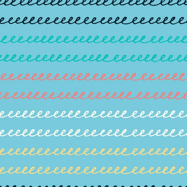Nahtloses Muster mit handgezeichneten Spirallinien, Handschriftimitation, auf blauem Hintergrund — Stockvektor