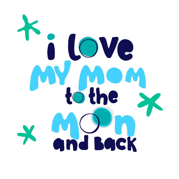 Pozdrav na Den matek. Ručně psaný humorný pozdrav zdobený hvězdami — Stockový vektor