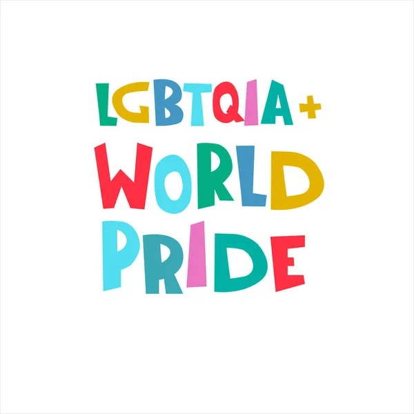 LGBTQIA Dünya Gururu. Gökkuşağı renkli el yazısı olan olay logosu