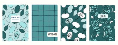 Elmalı, bezelyeli, elle çizilmiş çizgili sayfa vektör şablonları. Başlıklar izole ve değiştirilebilir