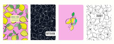 El çizimi limonlu sayfa vektör şablonları. Başlıklar izole ve değiştirilebilir