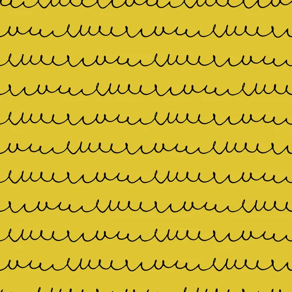 Naadloos patroon op basis van krabbel schrijven imitatie op gele achtergrond — Stockvector
