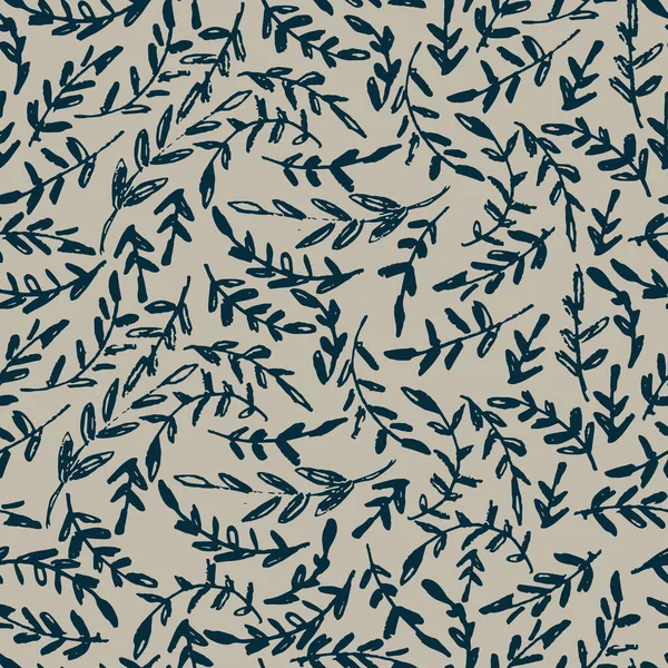 Безшовний візерунок з пухнастими гілками, гілочками. Векторна ілюстрація на сірому фоні — стоковий вектор