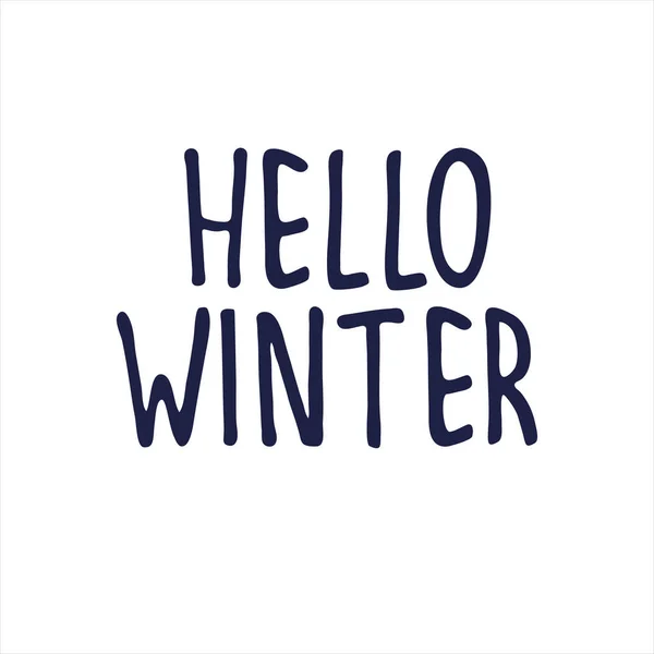 Hola logo de invierno. Texto escrito a mano aislado sobre fondo blanco — Archivo Imágenes Vectoriales