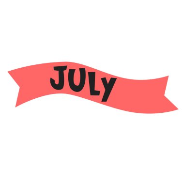 Temmuz. Aylık logo. Kıvrımlı kurdele şeklinde el yazısı başlık