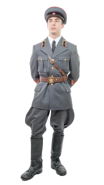 Portrait of a young officer of the Soviet army, isolated on whit — Stock Photo, Image