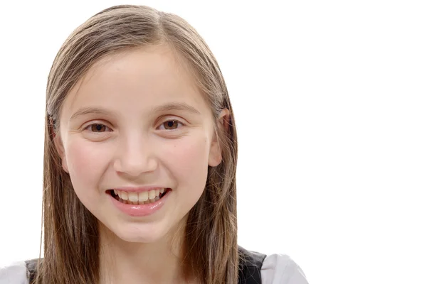Porträt eines jungen Mädchens isoliert auf weißem Hintergrund — Stockfoto