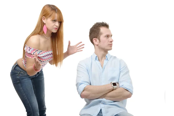 Young couple have an argument because of relationship crisis — Stock Photo, Image