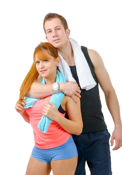 Homme et femme après l'exercice de fitness — Photo