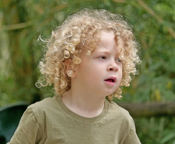 Niño pequeño con el pelo rubio y rizado —  Fotos de Stock