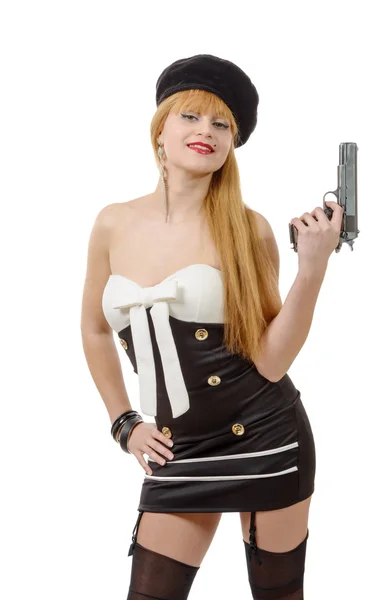 Attraktive junge sexy Frau mit einer Waffe — Stockfoto