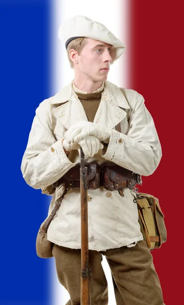 Soldat de montagne français avec un uniforme 40s — Photo