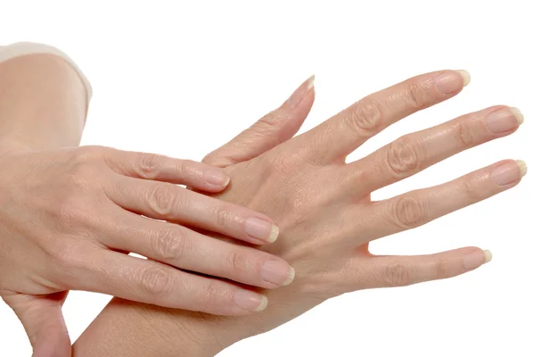 Hermosas manos de mujer aisladas en blanco — Foto de Stock