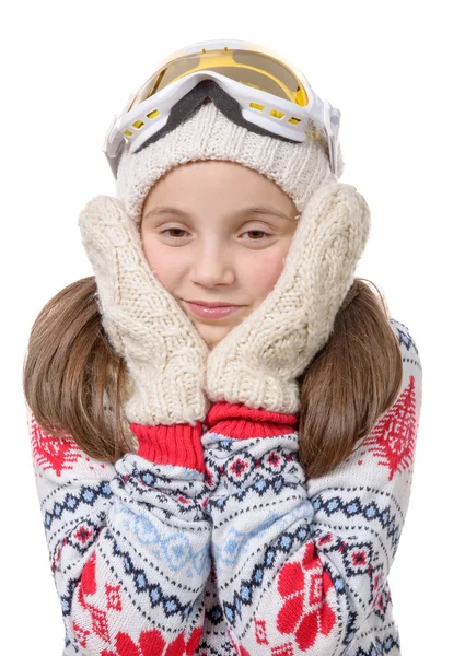 Portret van een jong meisje met een winter-cap — Stockfoto