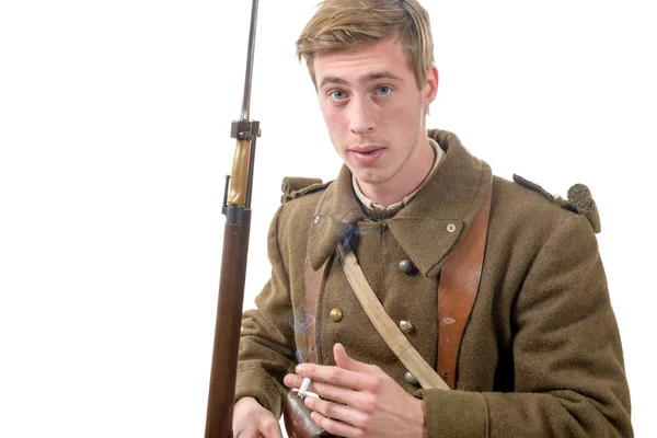 40s soldat français avec cigarette — Photo